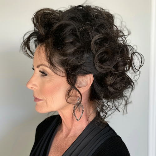 Curly updo woman over 50