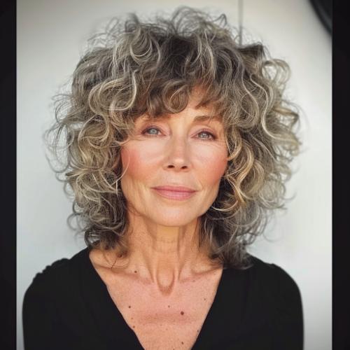 Bohemian Caramel Waves Hairstyle for Women over 60