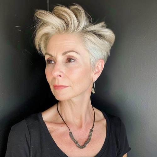 Blonde Silver-Gray Pixie Over 50