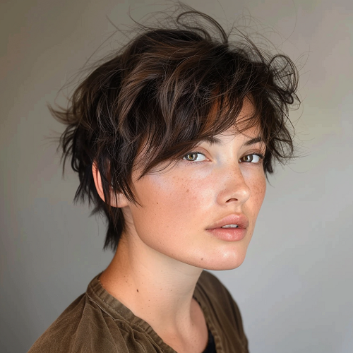 Short Butterfly Cut with Layers and Wispy Bangs