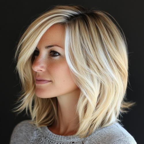 Blonde Medium Layered Cut