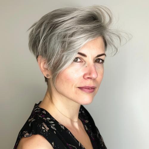 Cool-Toned Gray Pixie Cut