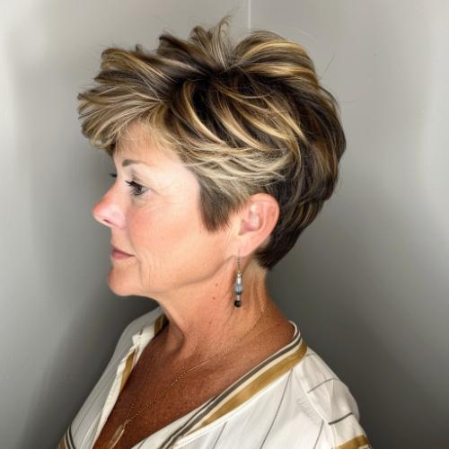 Pixie Blonde Highlights Older Women