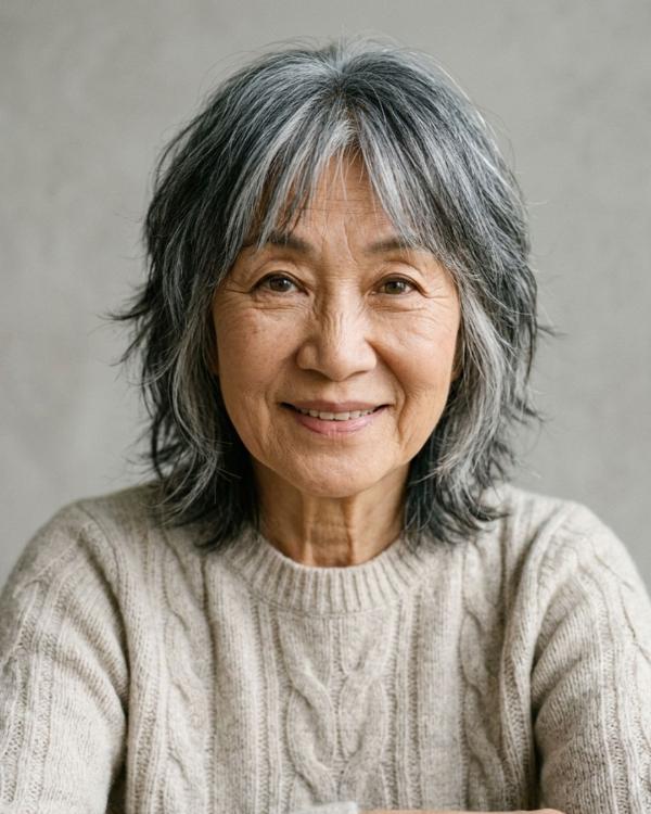 Wash and Wear Older Women Haircut Longer Bob Shag Cut