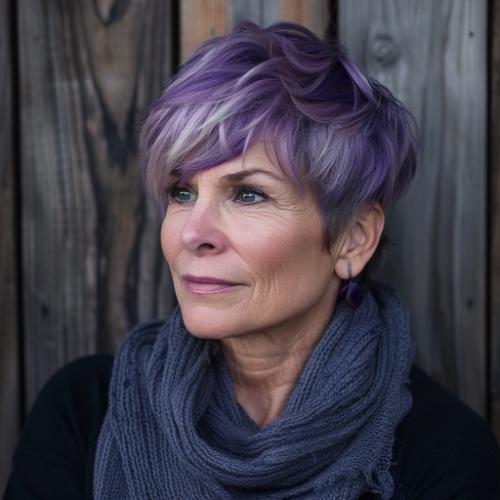 Purple Gray Pixie Cut