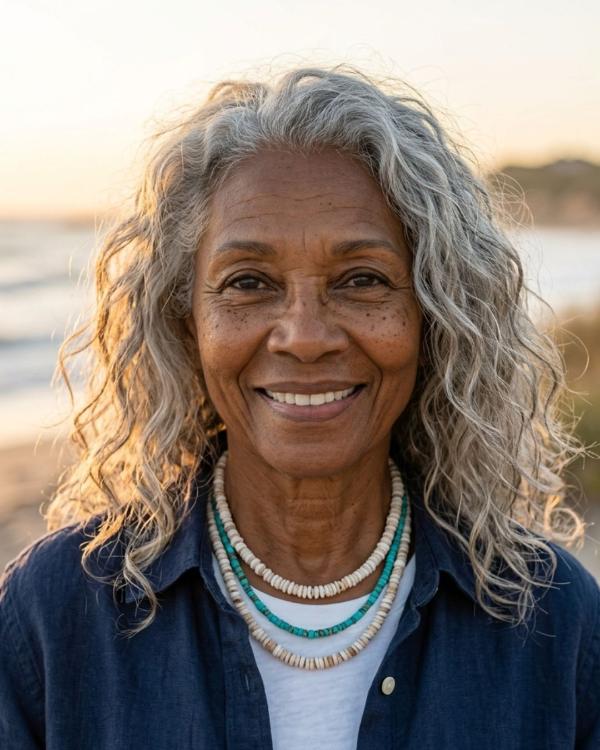 Wash and Wear Older Women Haircut Beach Wavy Curls