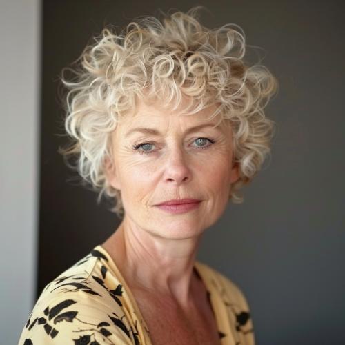 Blonde Curly Pixie Hairstyle for Women over 60