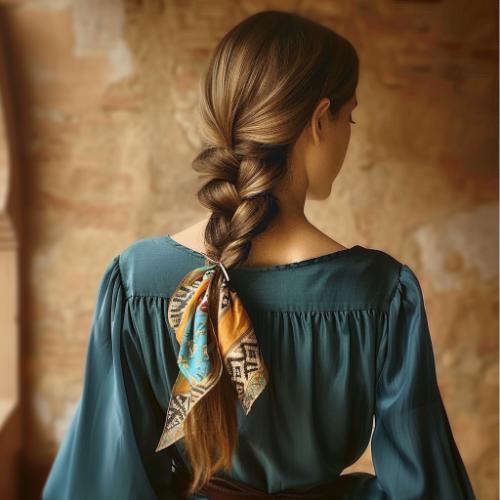 Long Hairstyle with a Scarf