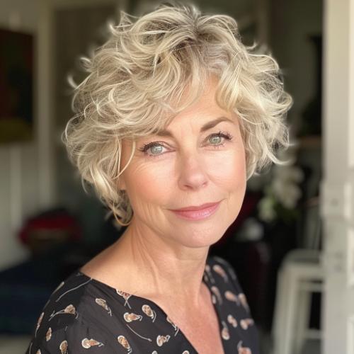 Blonde Curly Pixie Over 50