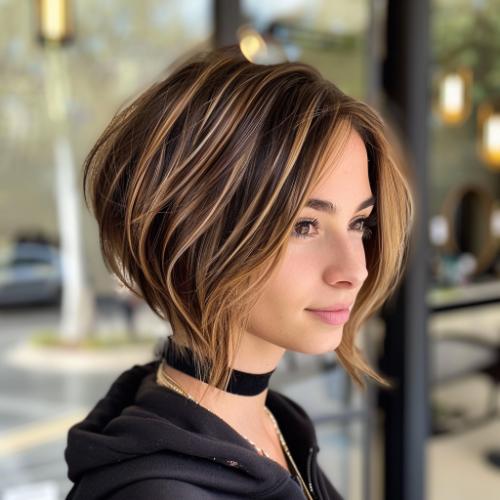 Pixie Bob with balayage Highlights