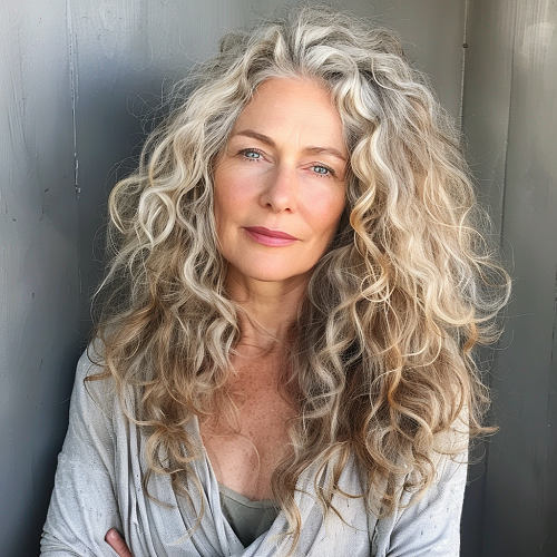 Long curls woman over 50