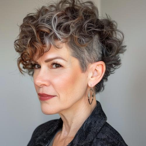 Pixie with Undercut Curly Hairstyle for Women over 60