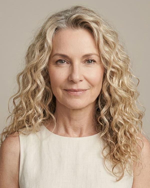Wash and Wear Older Women Haircut Long Loose Curls Over 50