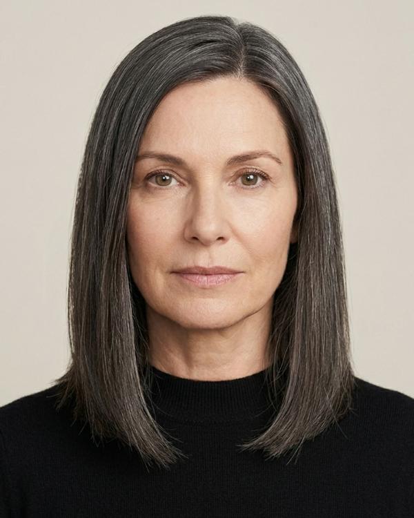 Wash and Wear Older Women Haircut Straight Long Bob Haircut