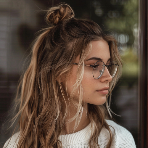 half up top knot hairstyle for lesbians