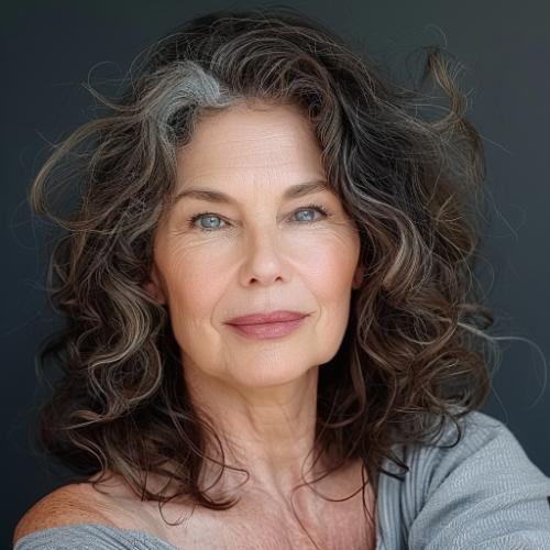 Mid-Length Curly Hairstyle for Women over 60