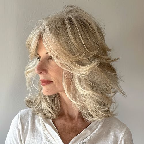 Wispy Blonde Layers Over 50 Hairstyle