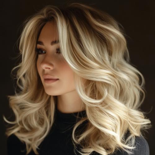 Curled Shoulder Length Long Layers