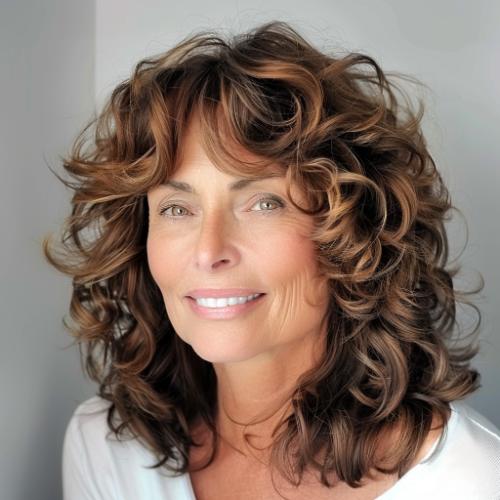 Curly Shag Hairstyle for Women over 60