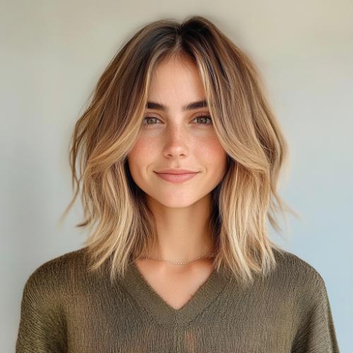 Medium Wavy Long Bob with Layers