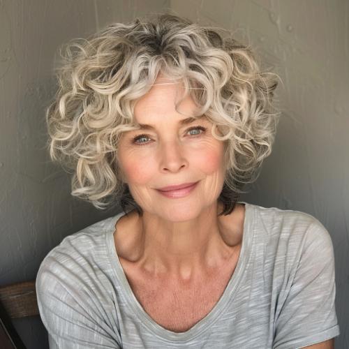 Shaggy Curly Haircut for Women over 60