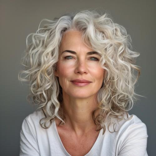 Curly Hairstyle with Ringlets for Women over 60