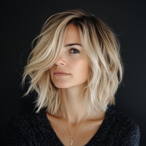 Textured Blonde Shag with Flared Layers