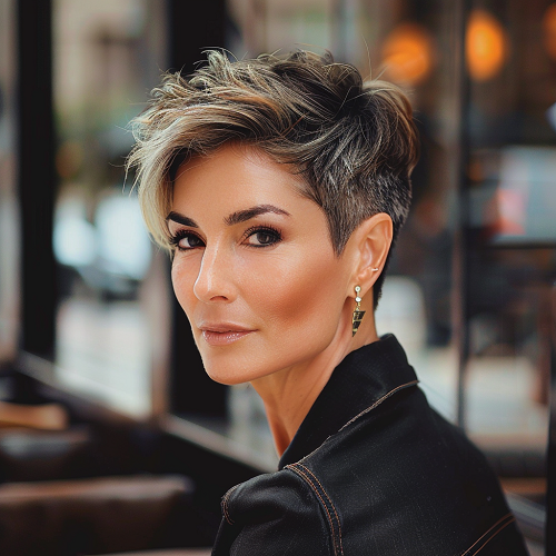 Youthful Undercut Pixie Over 50