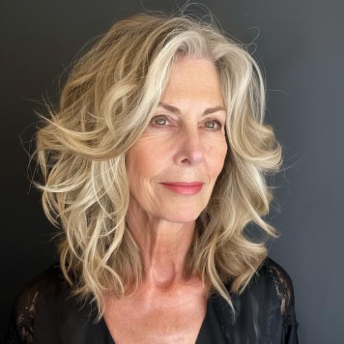 Beachy Tousled Curly Hairstyle for Women over 60