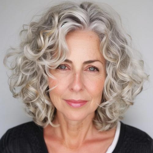 Short Curly Hairstyle for Women over 60