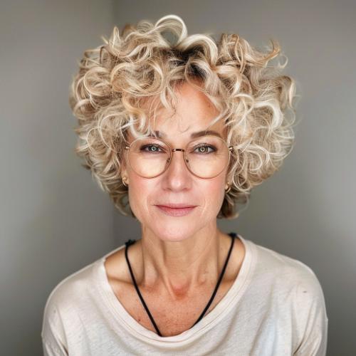 Extra-Short Curly Hairstyle for Women over 60