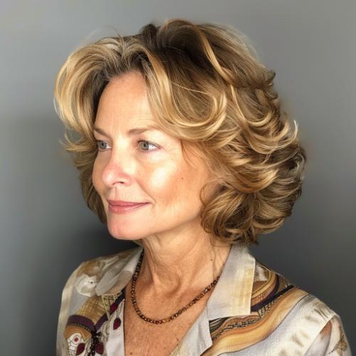 Curly Bob Cut for Women over 60