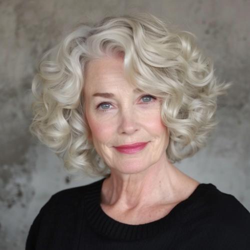 Curly Bob for Women over 60