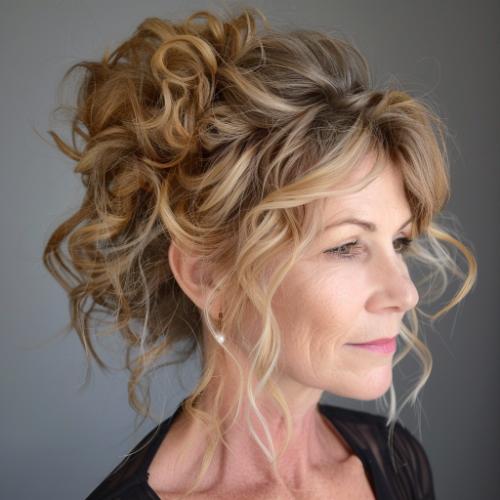 Curly Updo Hairstyle for Women over 60