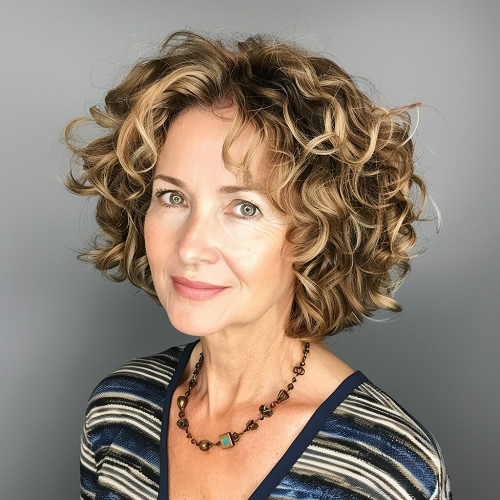 Curly bob highlights over 50