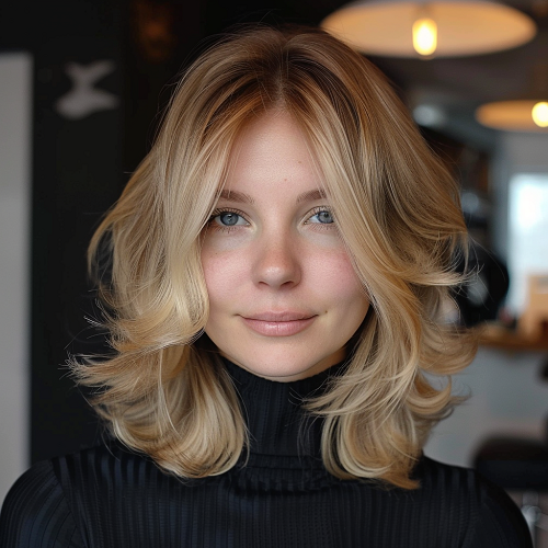 Short Blonde Butterfly Bob Cut