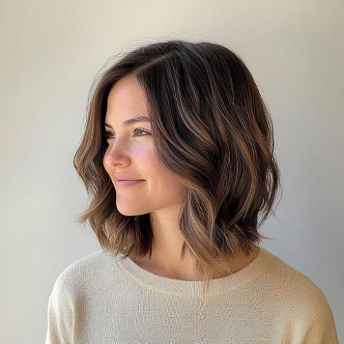 Layered Wavy Long Bob Medium Hair