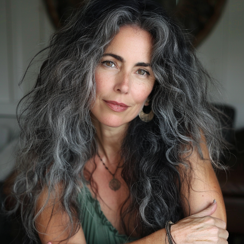 Bohemian curls woman over 50