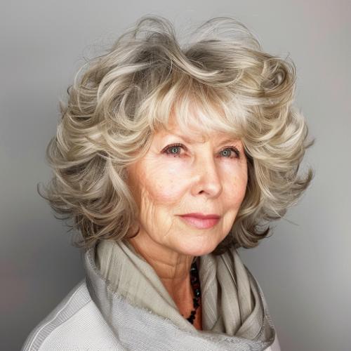 Textured Curly Hairstyle for Women over 60