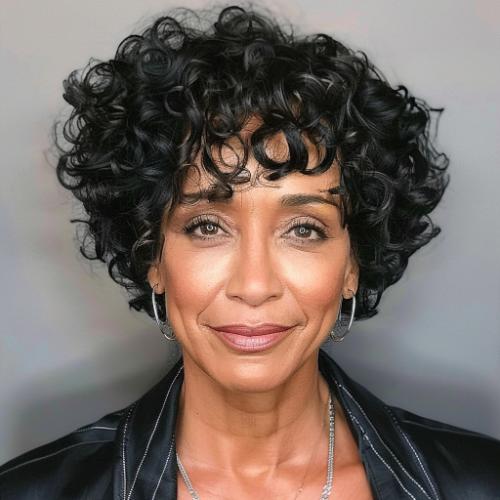 Cropped Curly Pixie Hairstyle for Women over 60