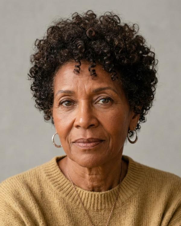 Wash and Wear Older Women Haircut Curly Pixie
