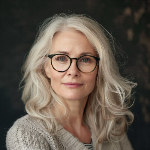 Blonde long Layers Women Over 60 with Glasses