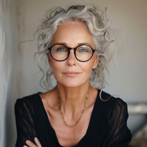 Updo Bun Women Over 60 with Glasses