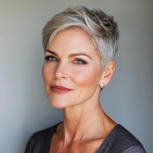 Classic Pixie Cut wash-and-wear hairstyle for women over 60