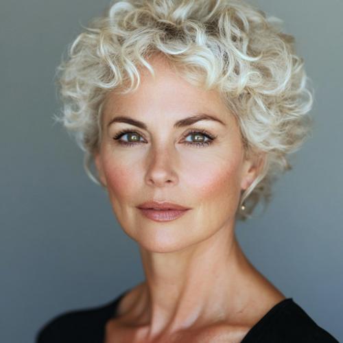 Short curly haircut for women over 50