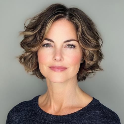 Short wavy haircut for women over 50