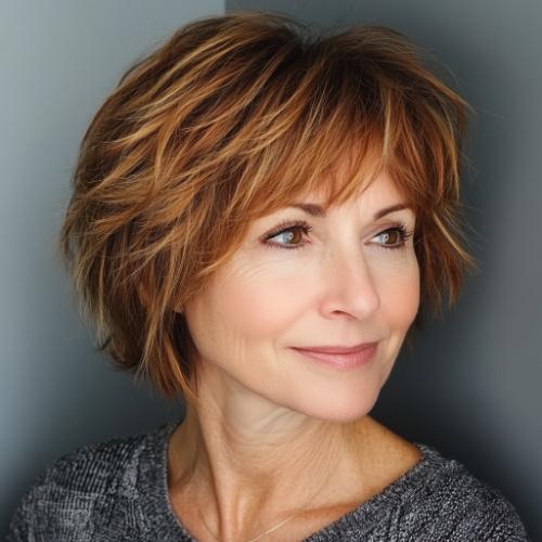 Short Textured Bob wash-and-wear hairstyle for women over 60