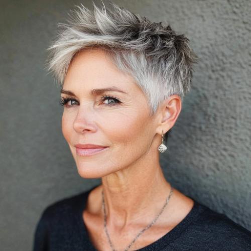 Super short spiky haircut for women over 50