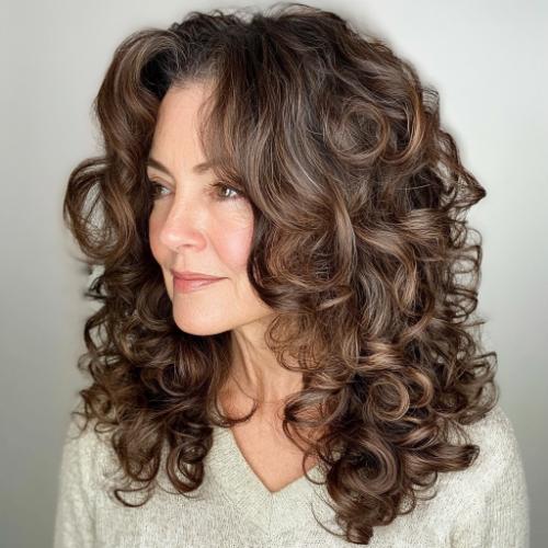 Big long spiral curls for women over 60