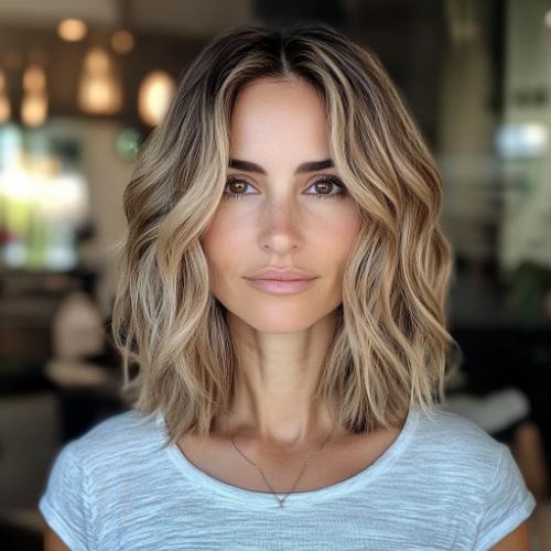 Beach Waves hairstyle for woman over 40 with fine hair